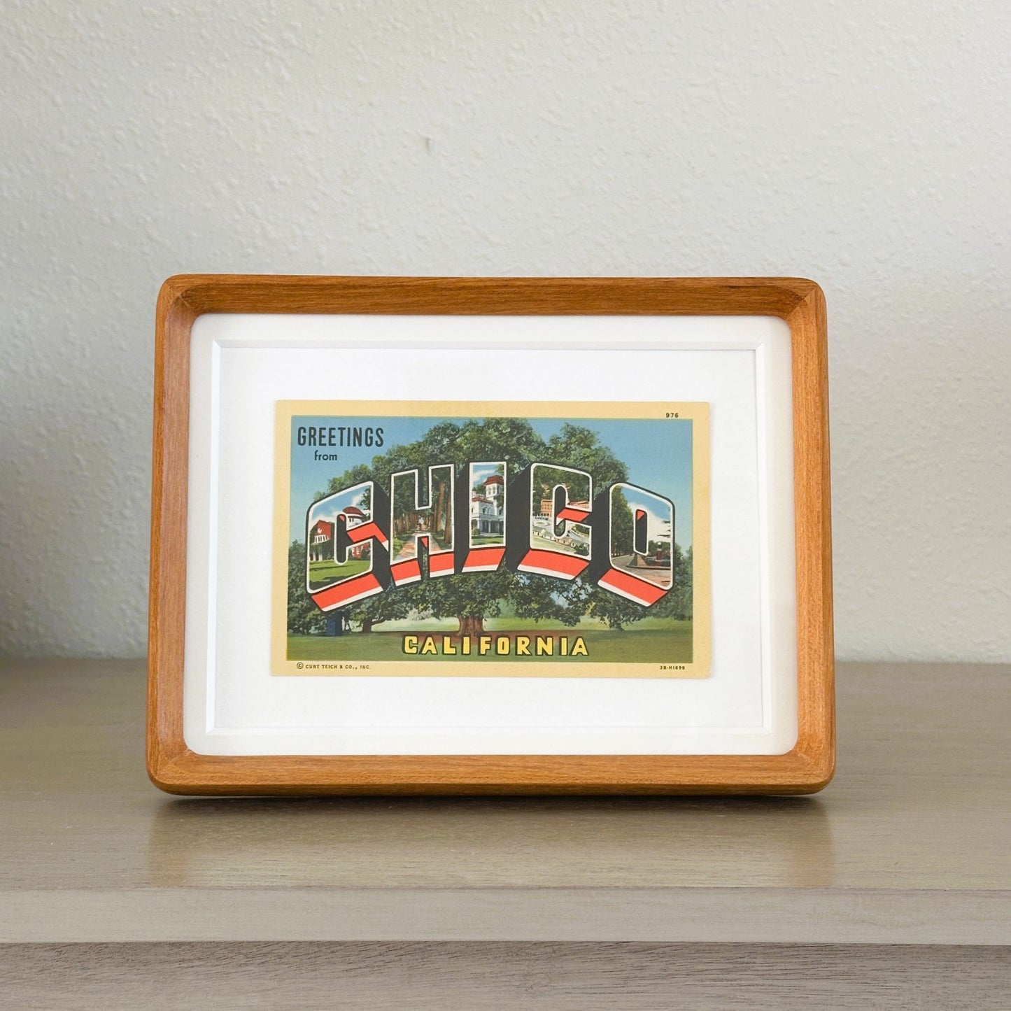 California Greetings from Chico Framed Vintage Linen Postcard
