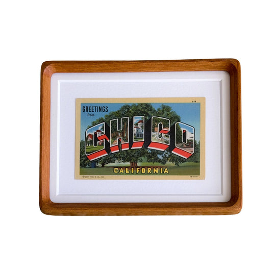 California Greetings from Chico Framed Vintage Linen Postcard