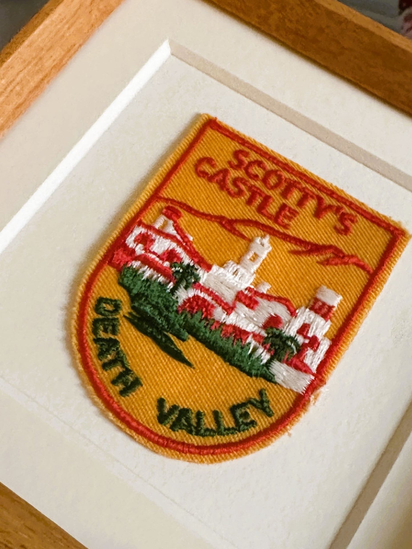 California Death Valley Scotty's Castle Vintage Patch Wood Framed