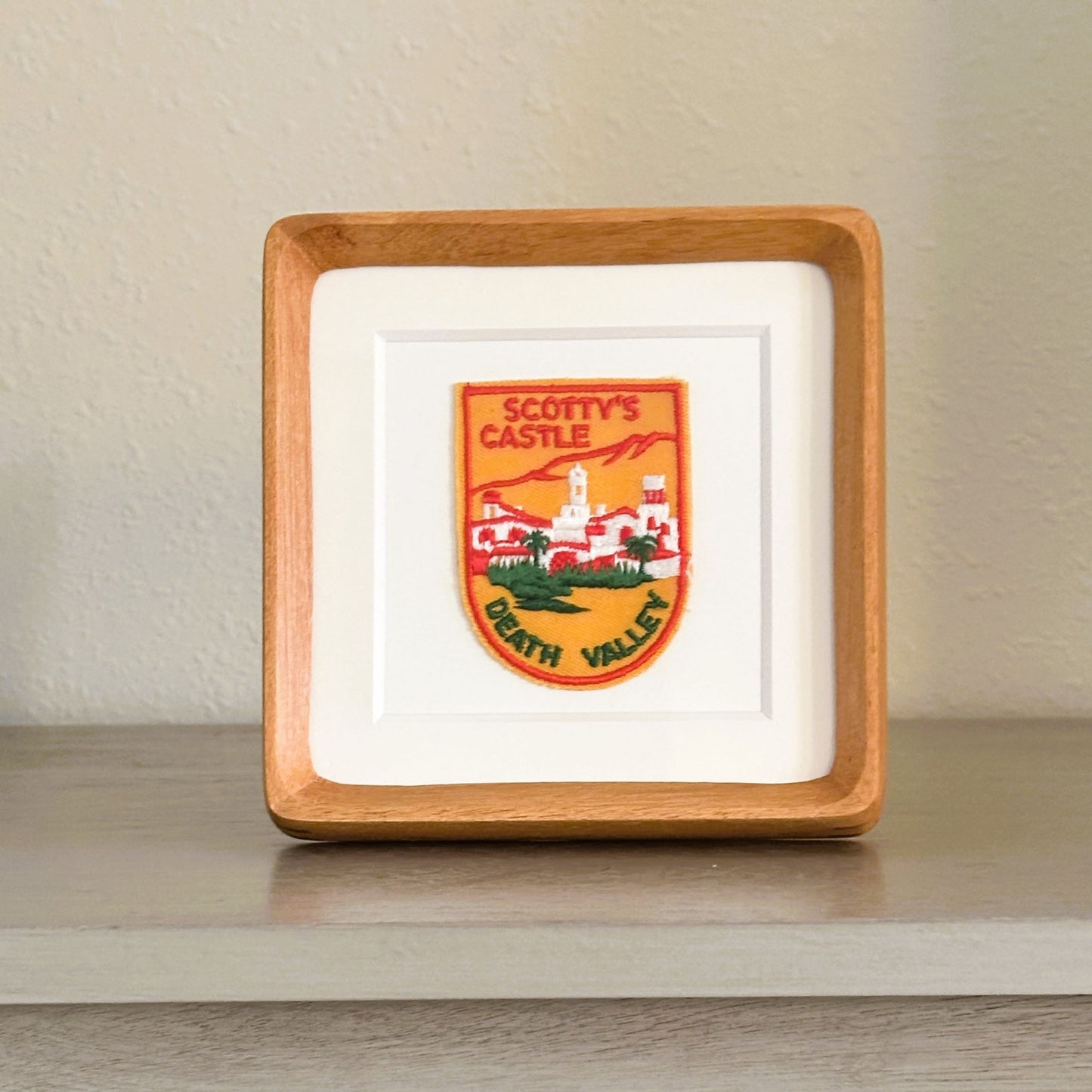 California Death Valley Scotty's Castle Vintage Patch Wood Framed