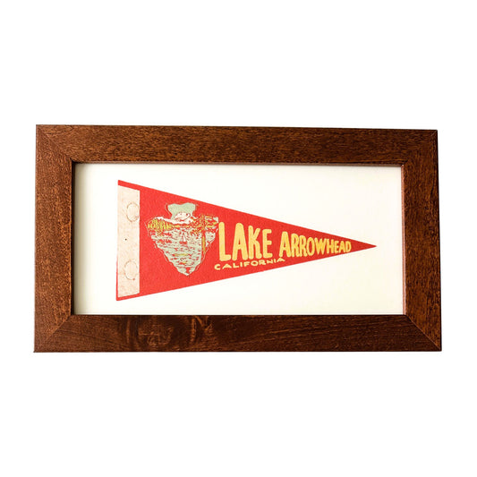 California Lake Arrowhead Small Framed Vintage Pennant