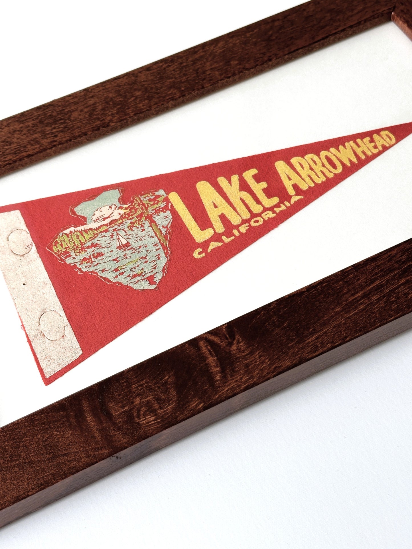California Lake Arrowhead Small Framed Vintage Pennant