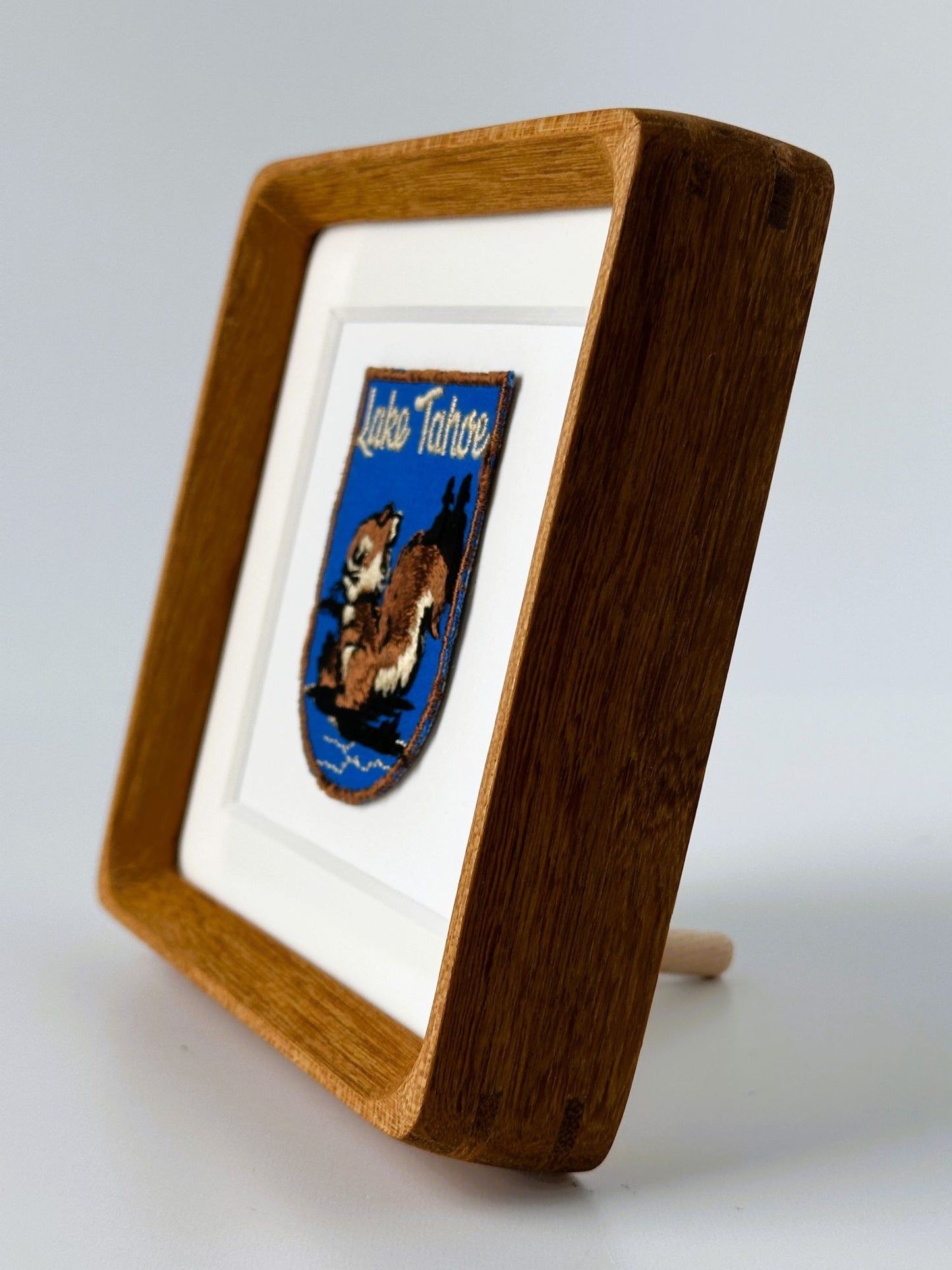California Nevada Lake Tahoe  Squirrel Vintage Patch Wood Framed