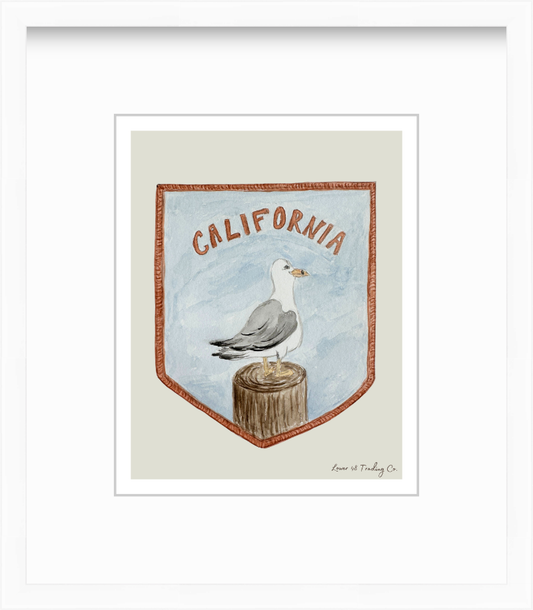 California Vintage Road Trip Patch in Watercolor by Nikki Degn Giclee Art Print