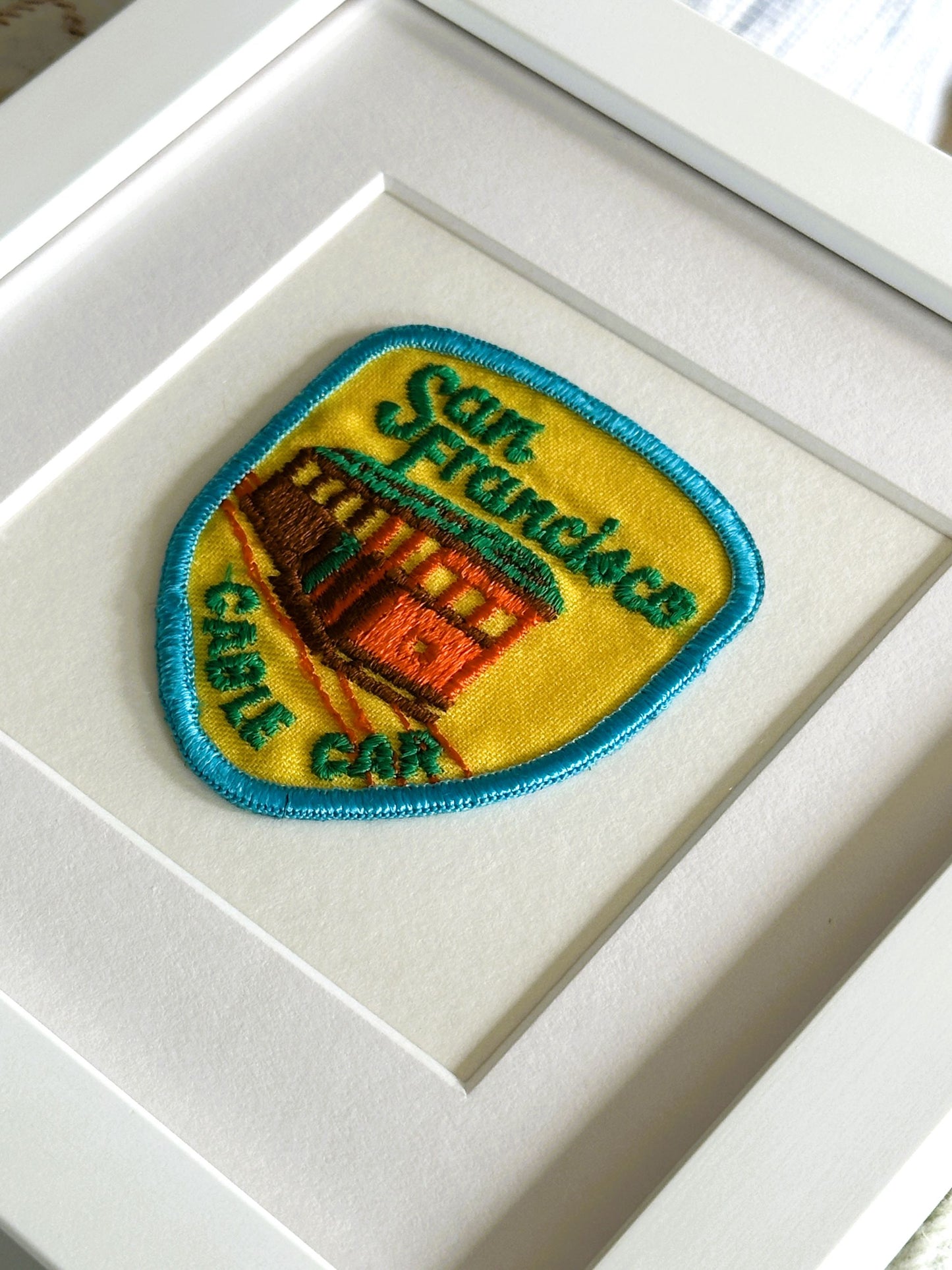 California San Francisco Cable Car Framed Vintage Travel Patch