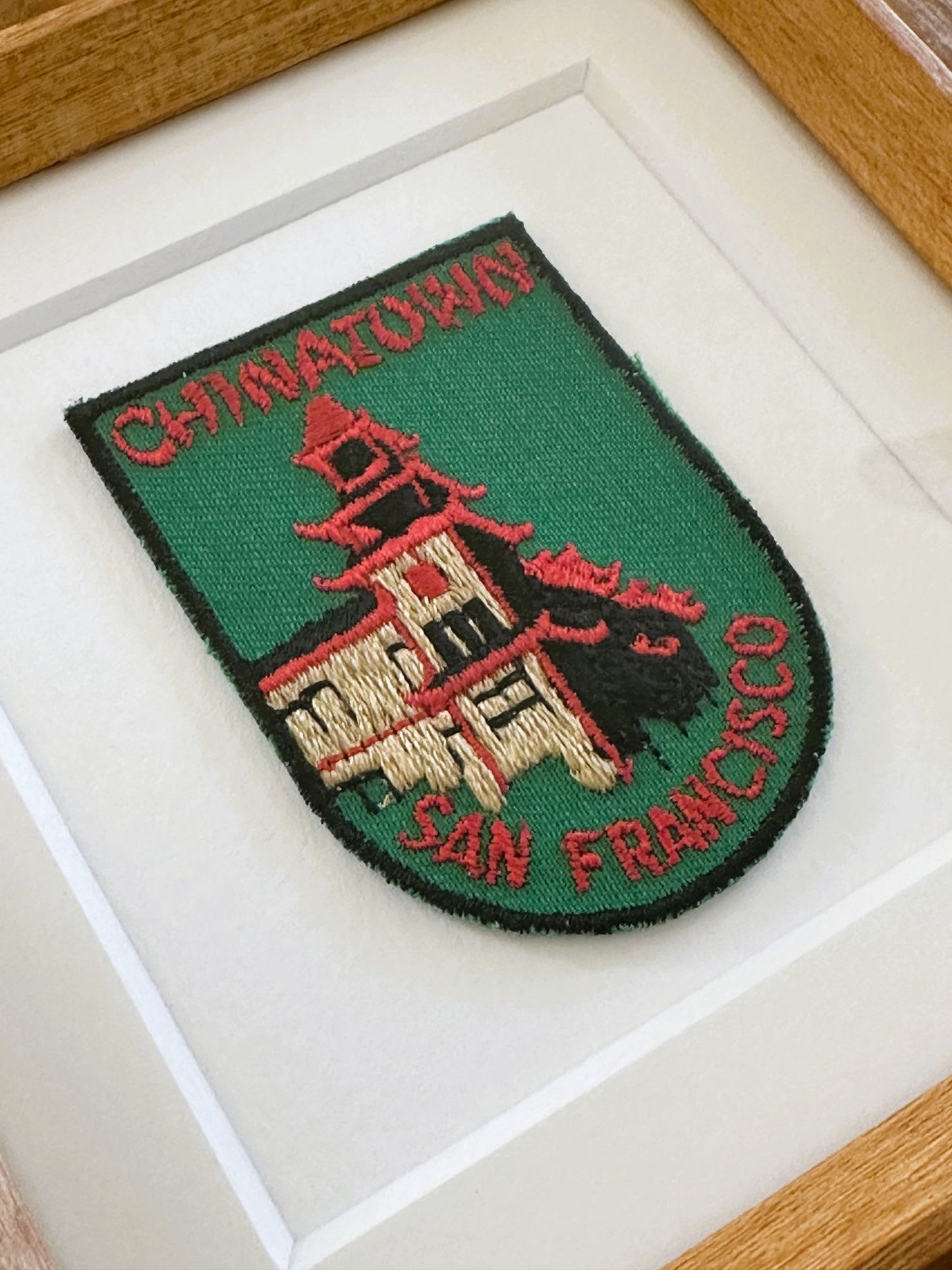 California San Francisco Chinatown Vintage Patch Wood Framed