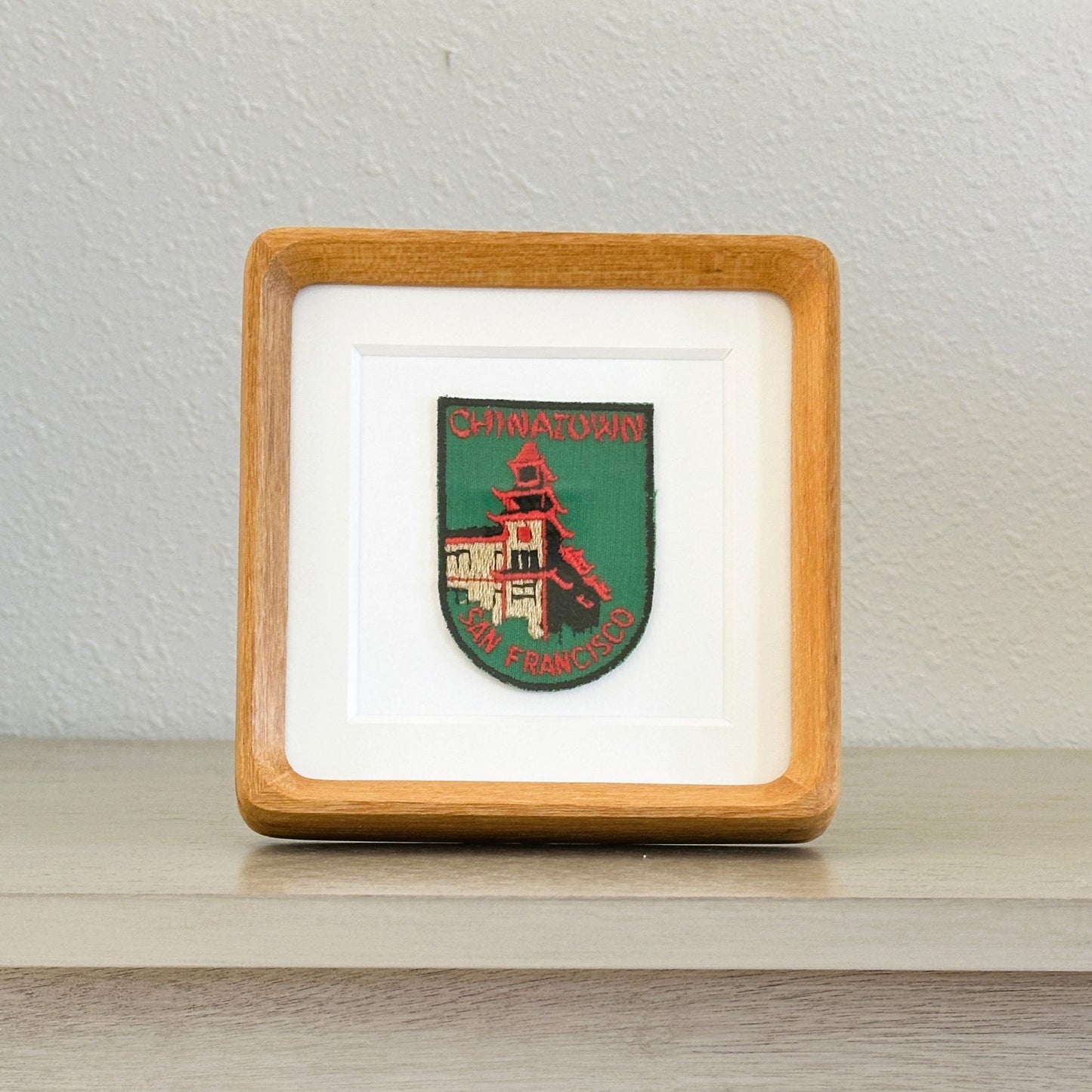 California San Francisco Chinatown Vintage Patch Wood Framed