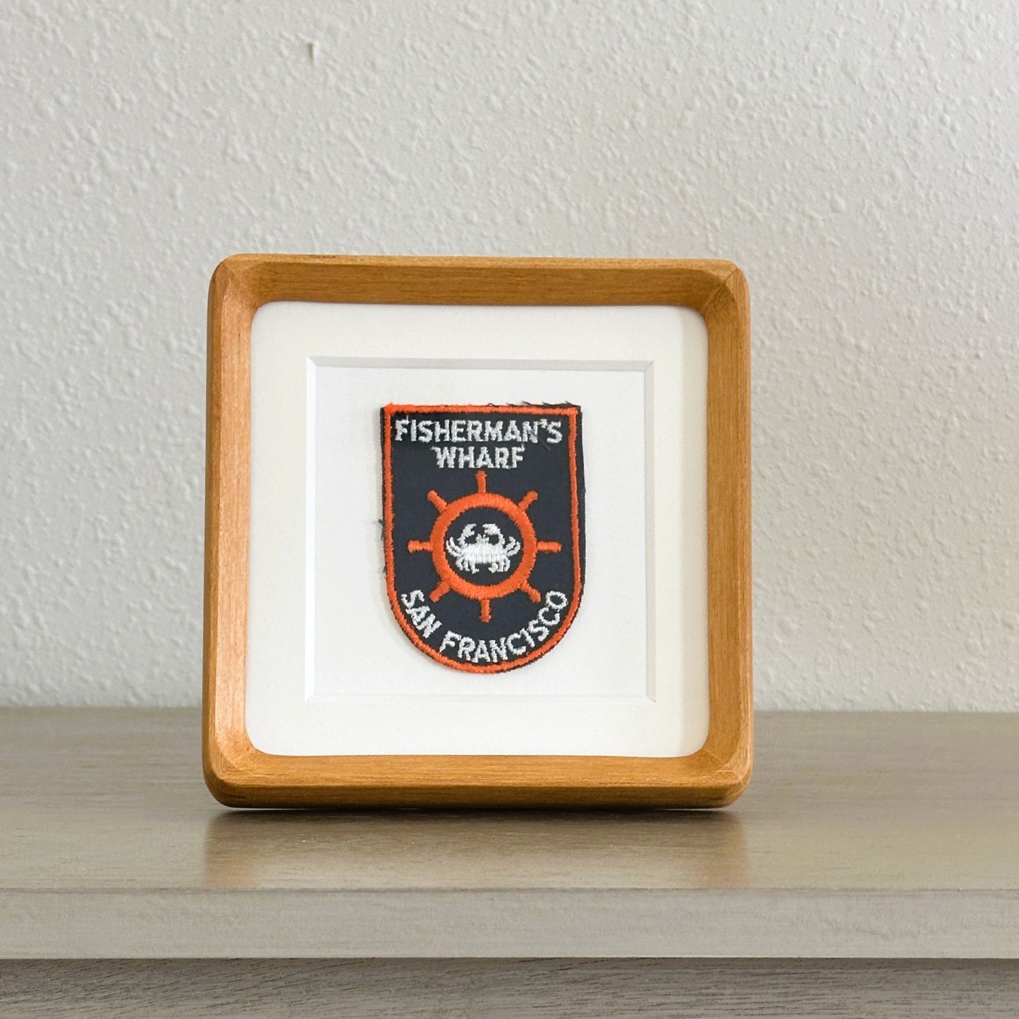 California San Francisco Fisherman's Wharf Vintage Patch Wood Framed