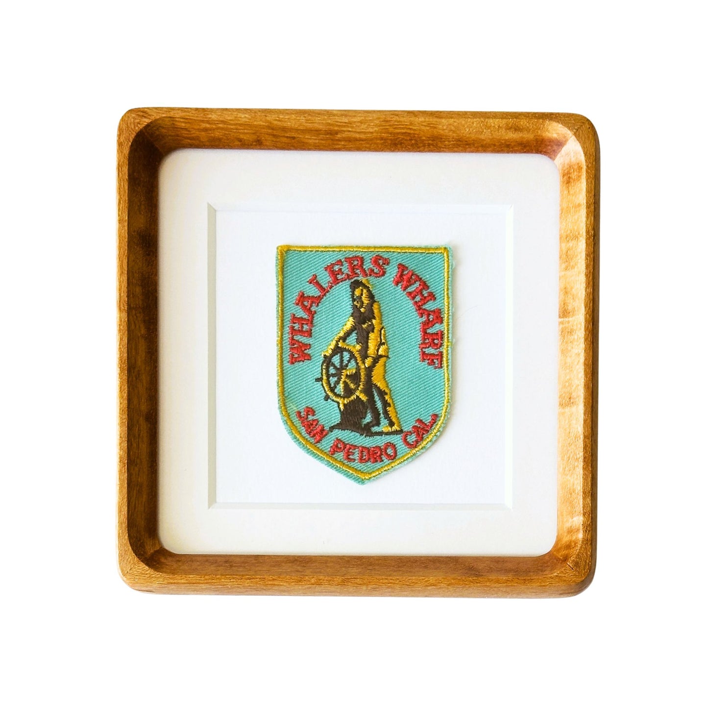California San Pedro Whalers Wharf Old Salt Vintage Patch Wood Framed