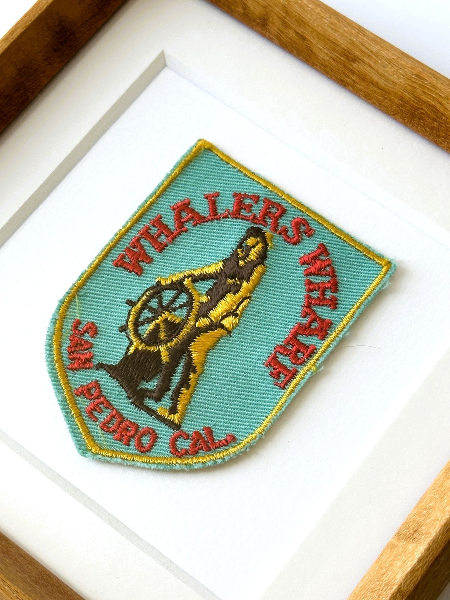 California San Pedro Whalers Wharf Old Salt Vintage Patch Wood Framed