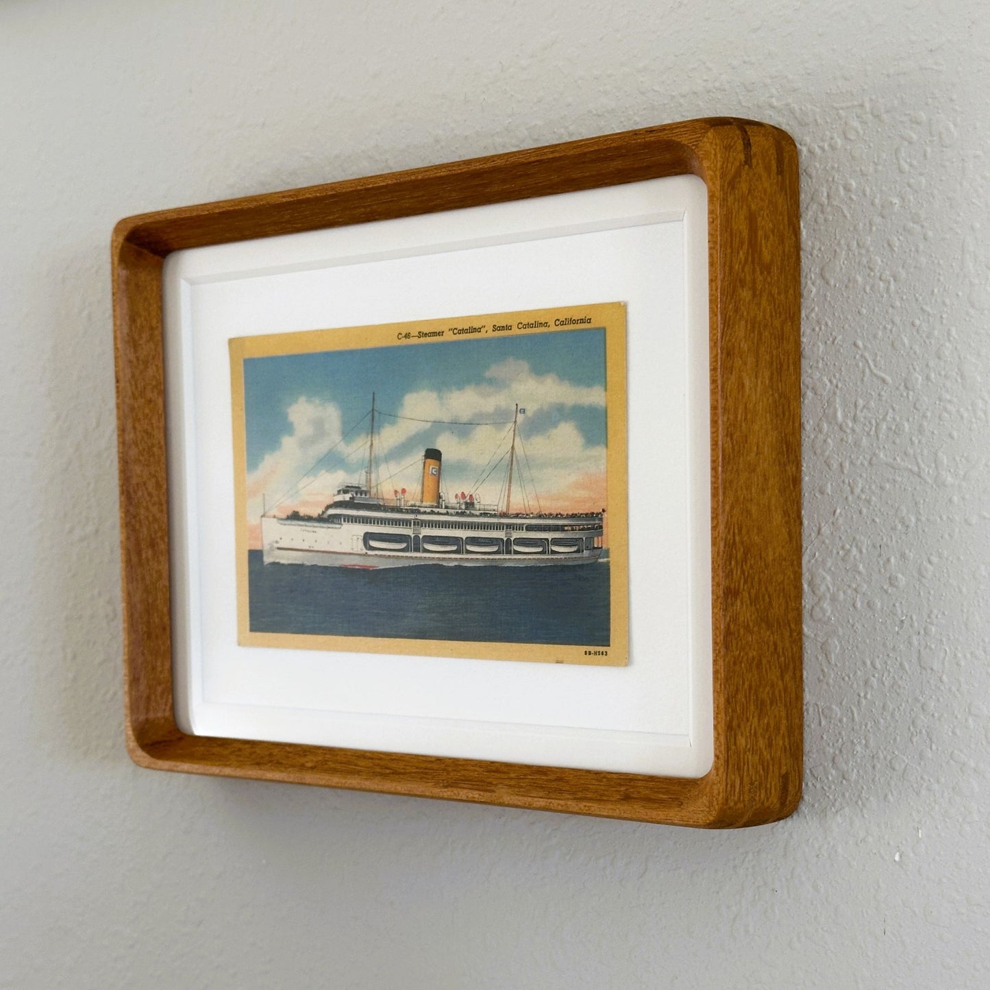 California Santa Catalina Steamer Boat Vintage Linen Postcard Framed