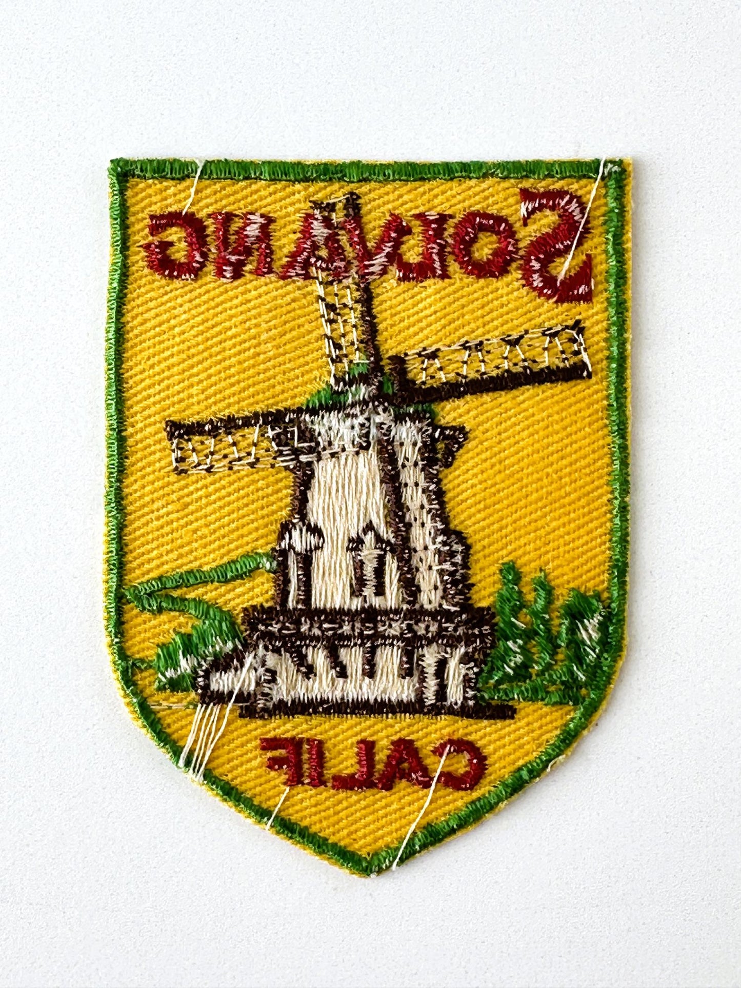California Solvang Windmill Yellow Vintage Patch
