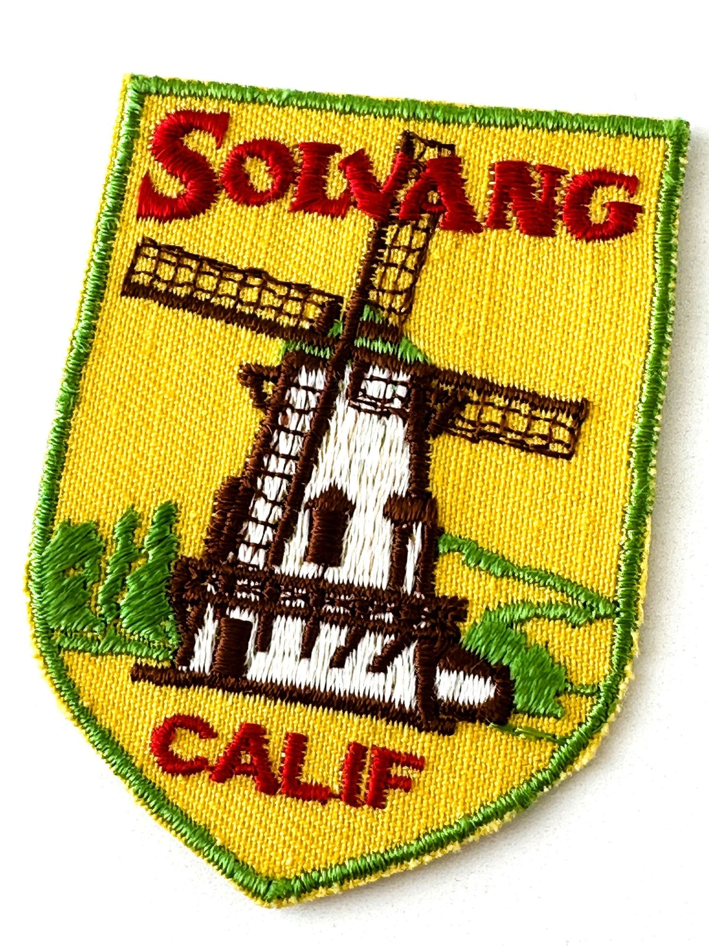 California Solvang Windmill Yellow Vintage Patch