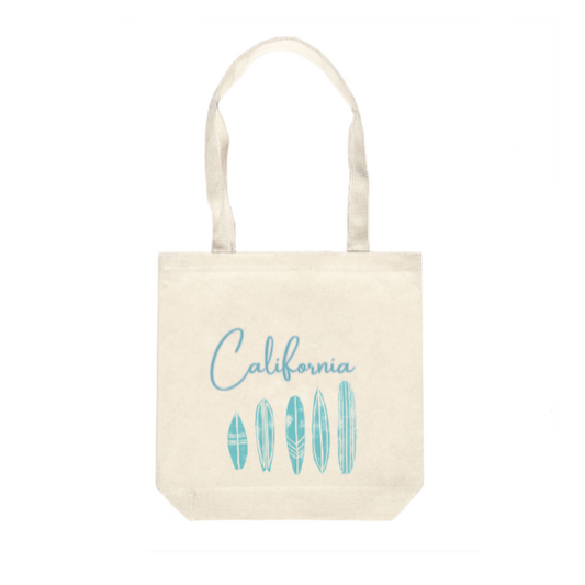 California Surfboard Block Print Tote Bag