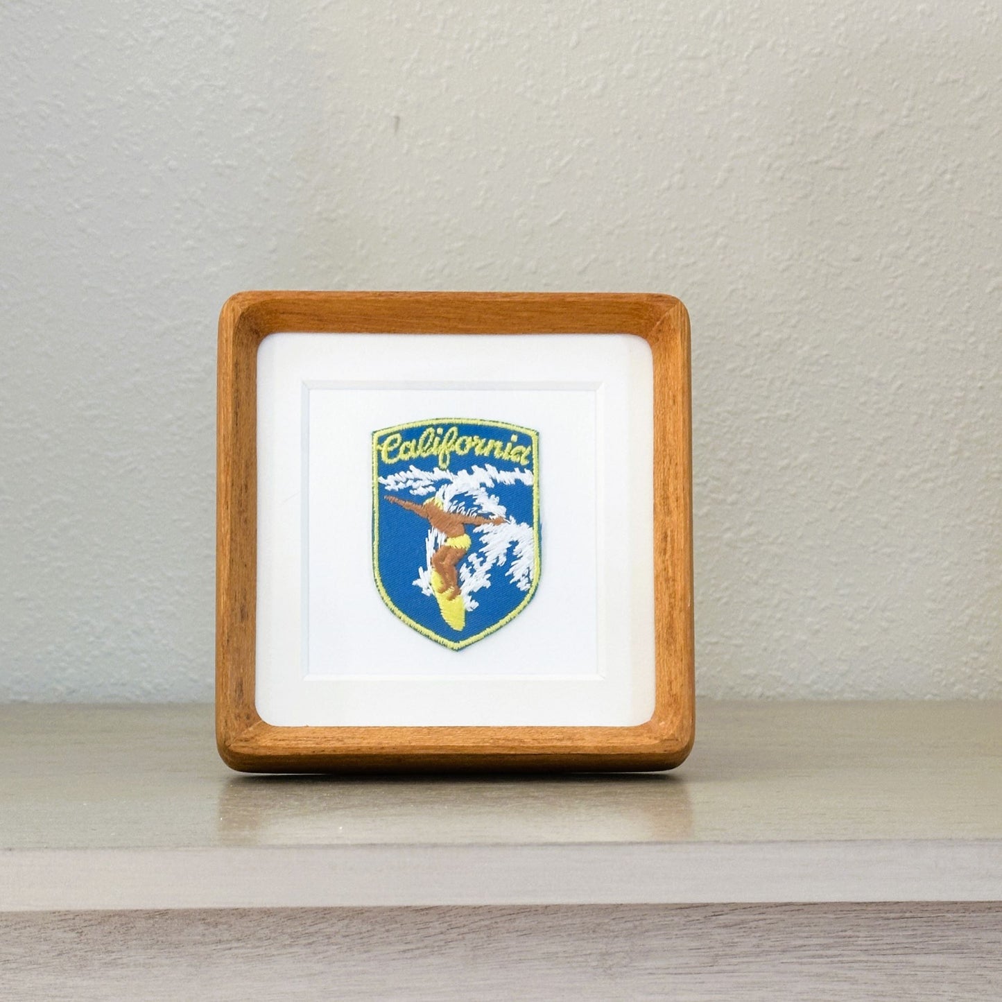 California Surfer on Wave Vintage Framed Travel Patch
