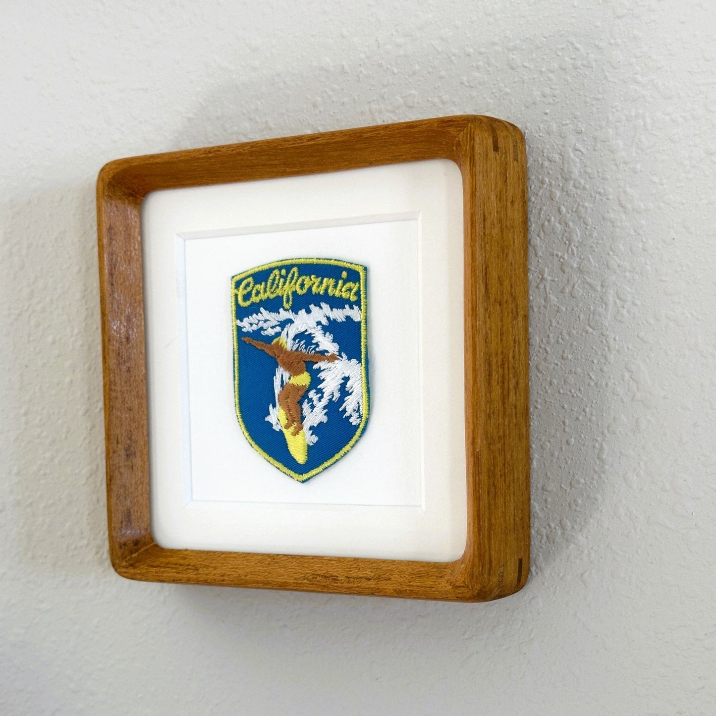 California Surfer on Wave Vintage Framed Travel Patch