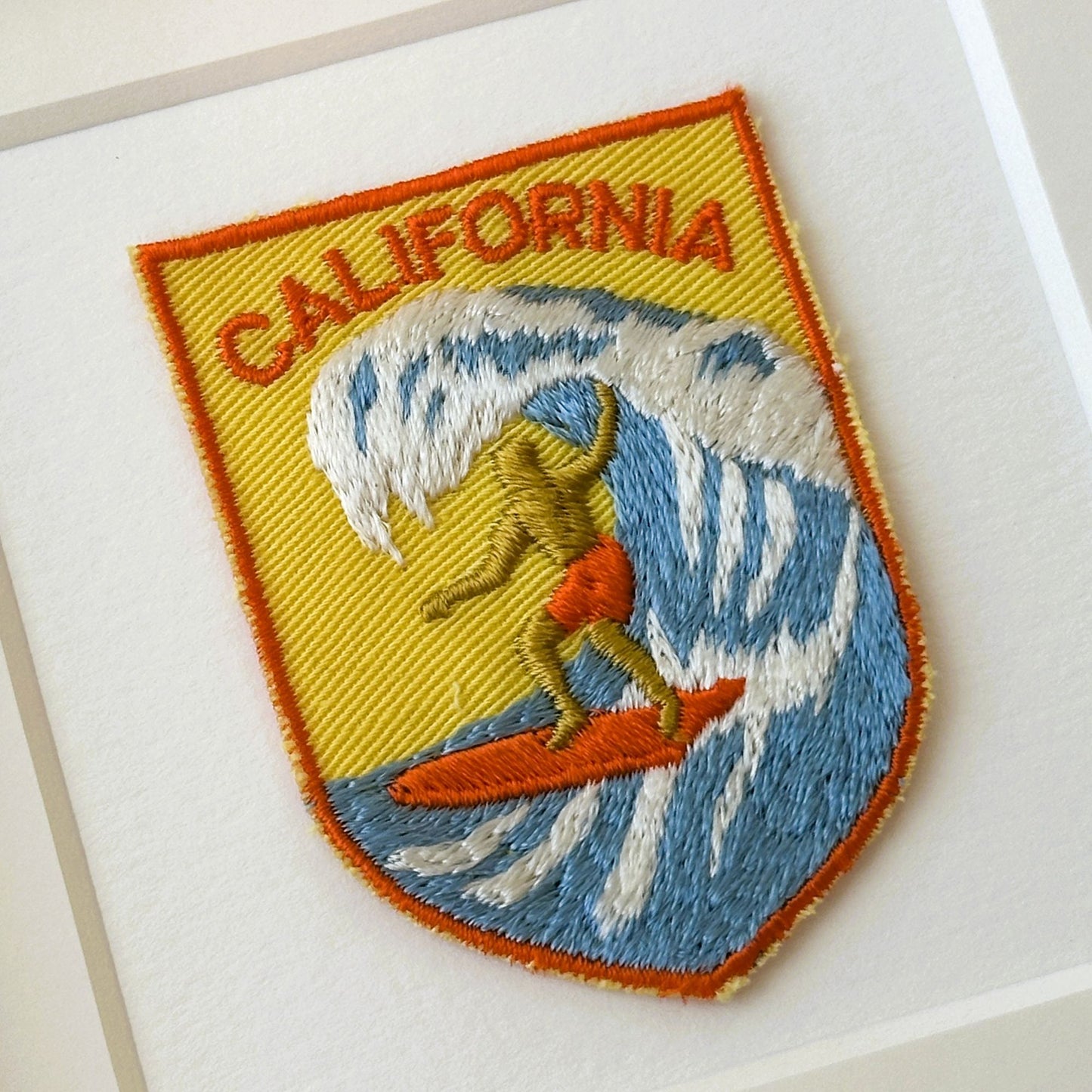 California Surfer Vintage Travel Patch Wood Framed