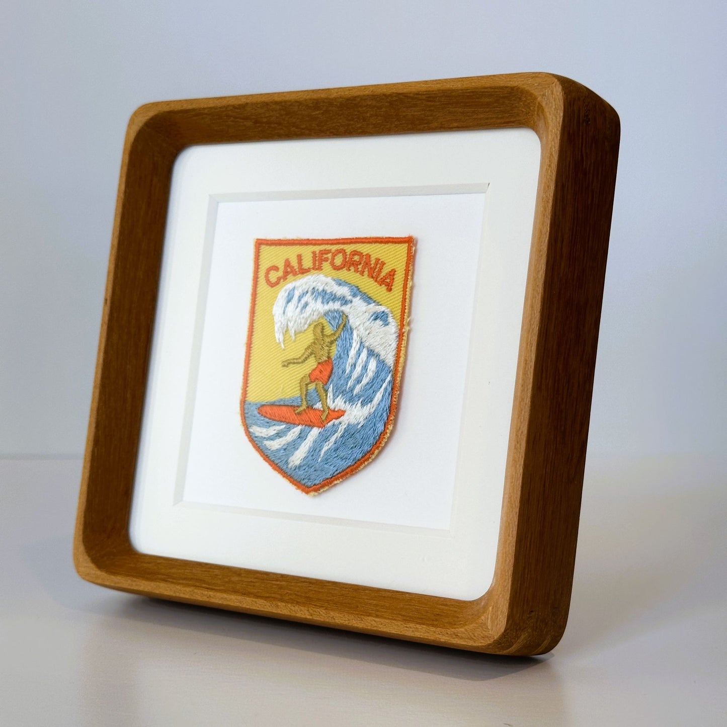 California Surfer Vintage Travel Patch Wood Framed
