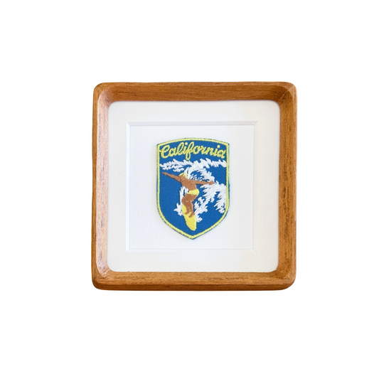 California Surfer on Wave Vintage Framed Travel Patch