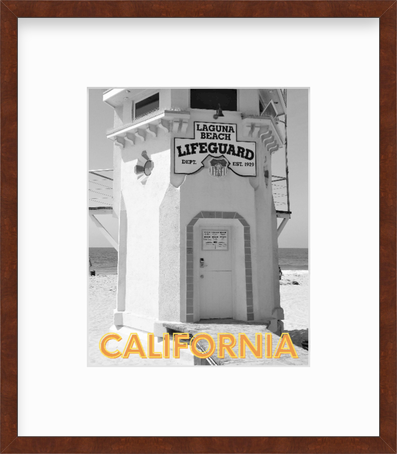 California Laguna Beach Lifeguard Station Giclee Travel Print