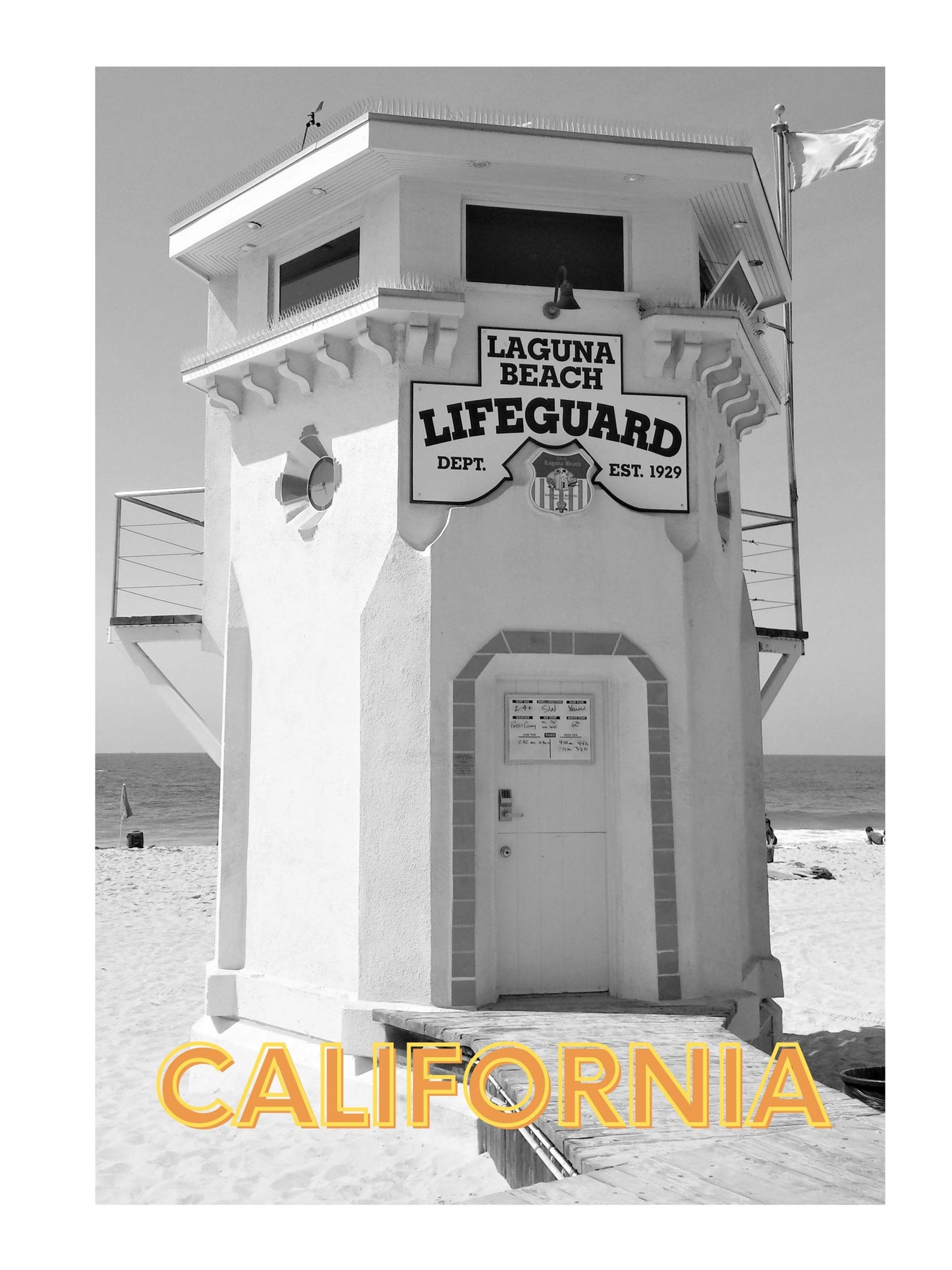 California Laguna Beach Lifeguard Station Giclee Travel Print