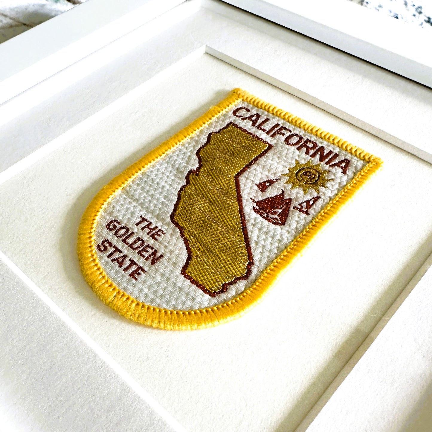 California Golden Map Framed Vintage Travel Patch