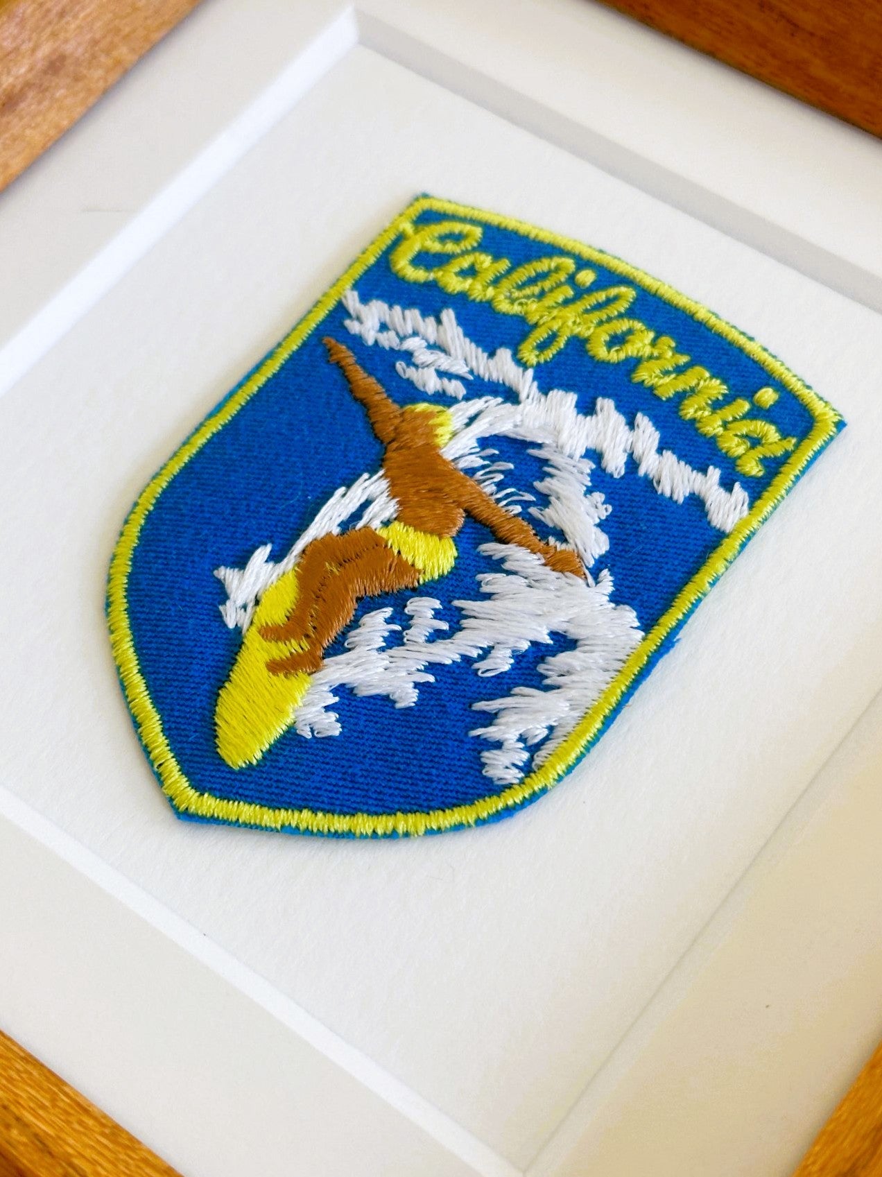 California Surfer on Wave Vintage Framed Travel Patch