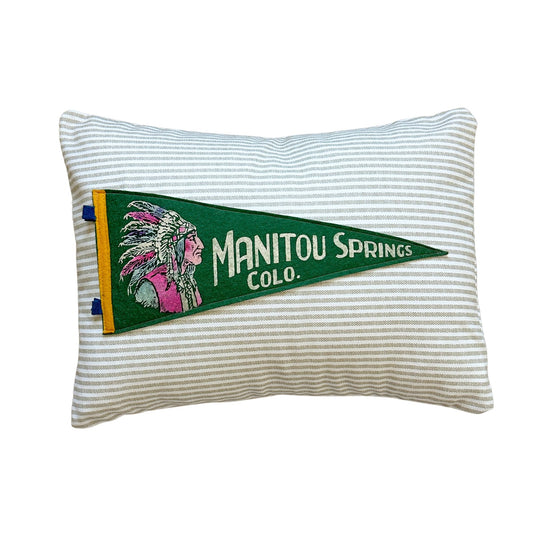 Colorado Manitou Springs Vintage Pennant on New Woven Fabric Throw Pillow