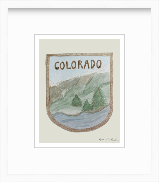 Colorado Vintage Road Trip Patch in Watercolor by Nikki Degn Giclee Art Print