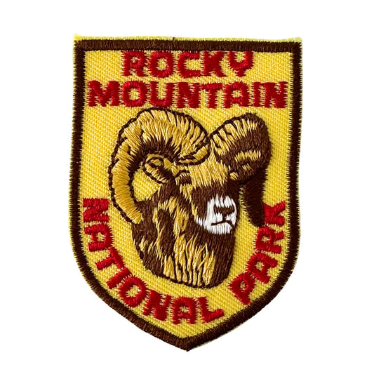 Colorado Rocky Mountain National Park Big Horn Sheep Yellow Vintage Patch