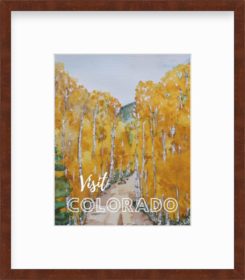 Colorado Aspens Watercolor Painting Giclee Travel Style Art Print