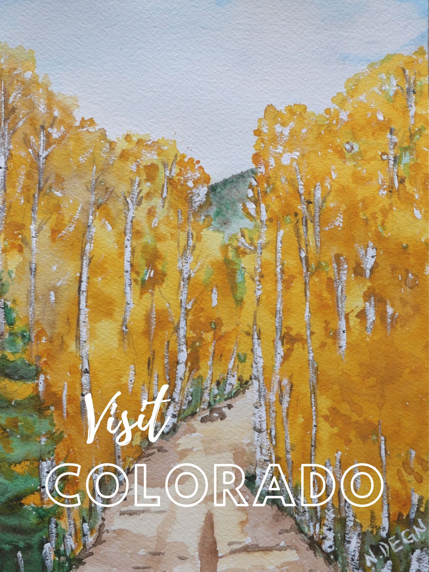 Colorado Aspens Watercolor Painting Giclee Travel Style Art Print