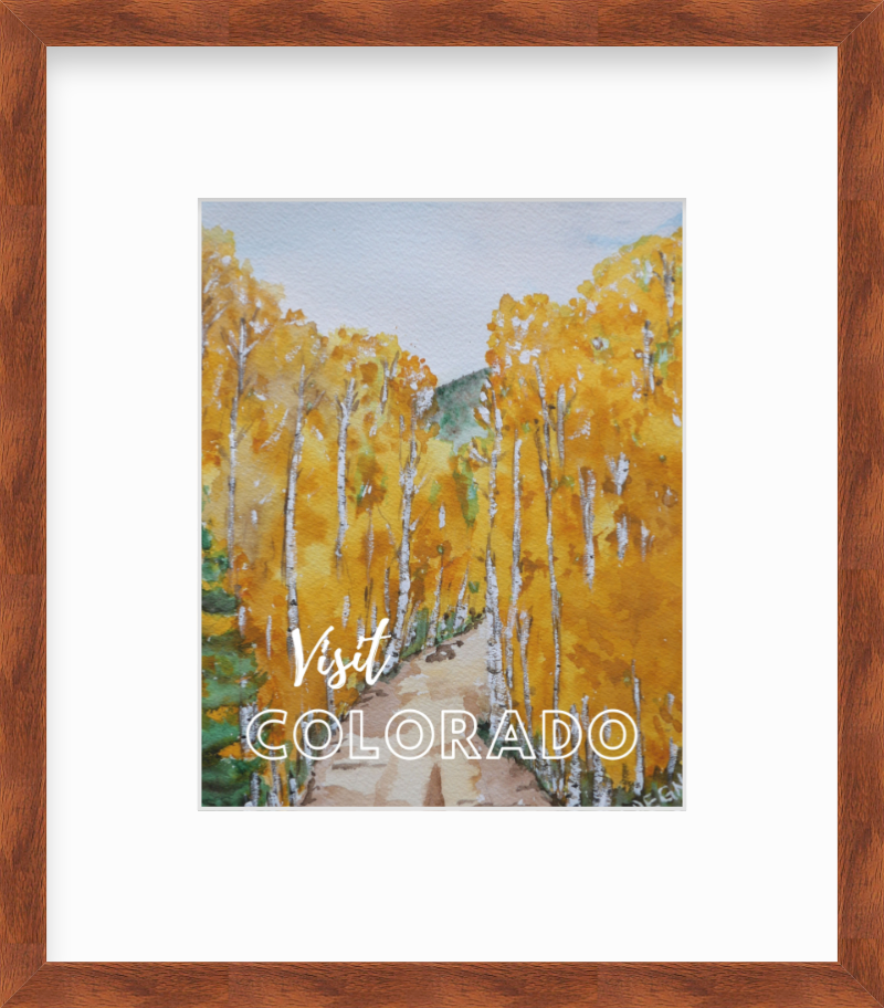 Colorado Aspens Watercolor Painting Giclee Travel Style Art Print