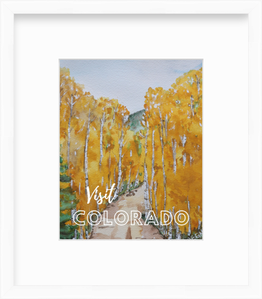 Colorado Aspens Watercolor Painting Giclee Travel Style Art Print