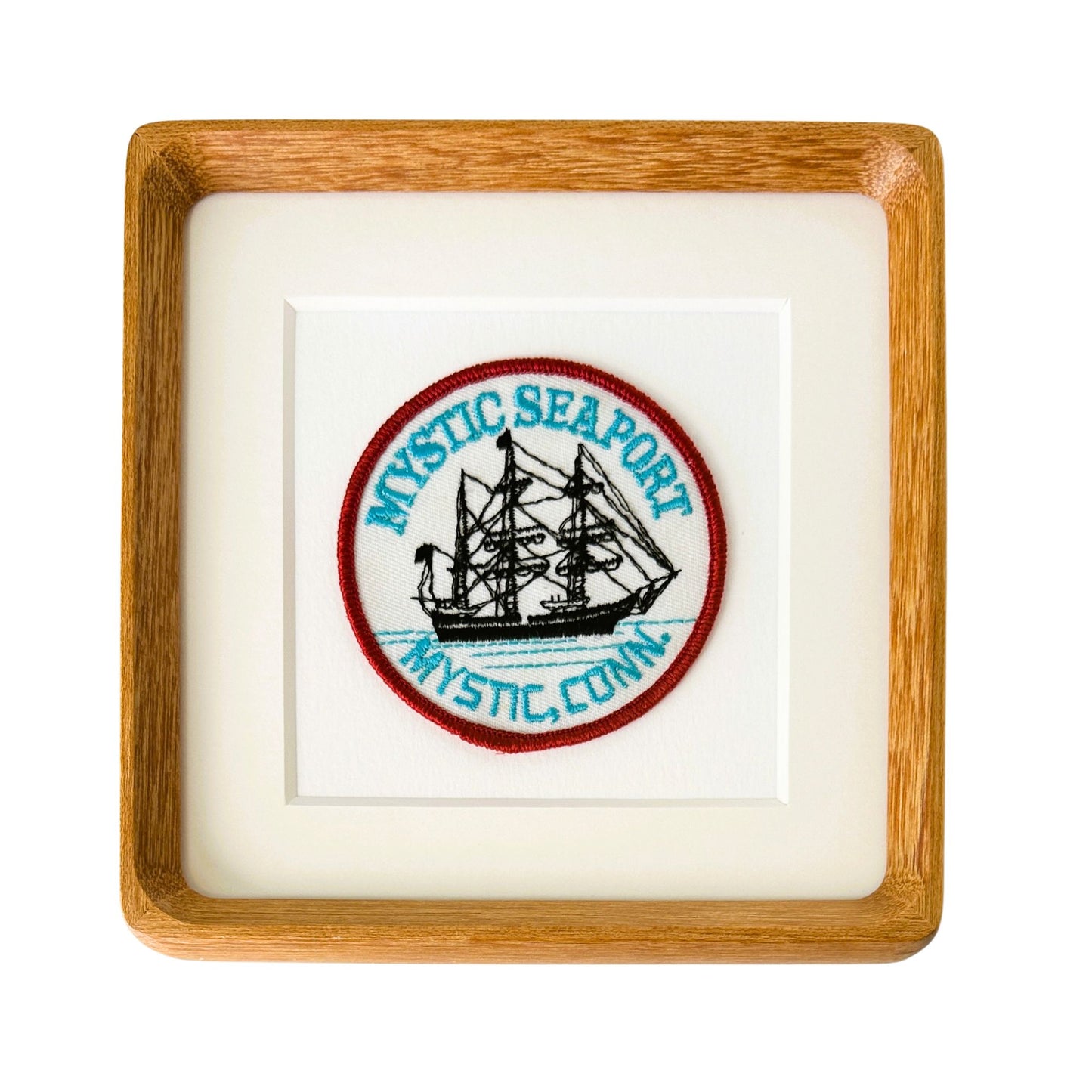 Connecticut Mystic Seaport Ship Framed Vintage Travel Patch