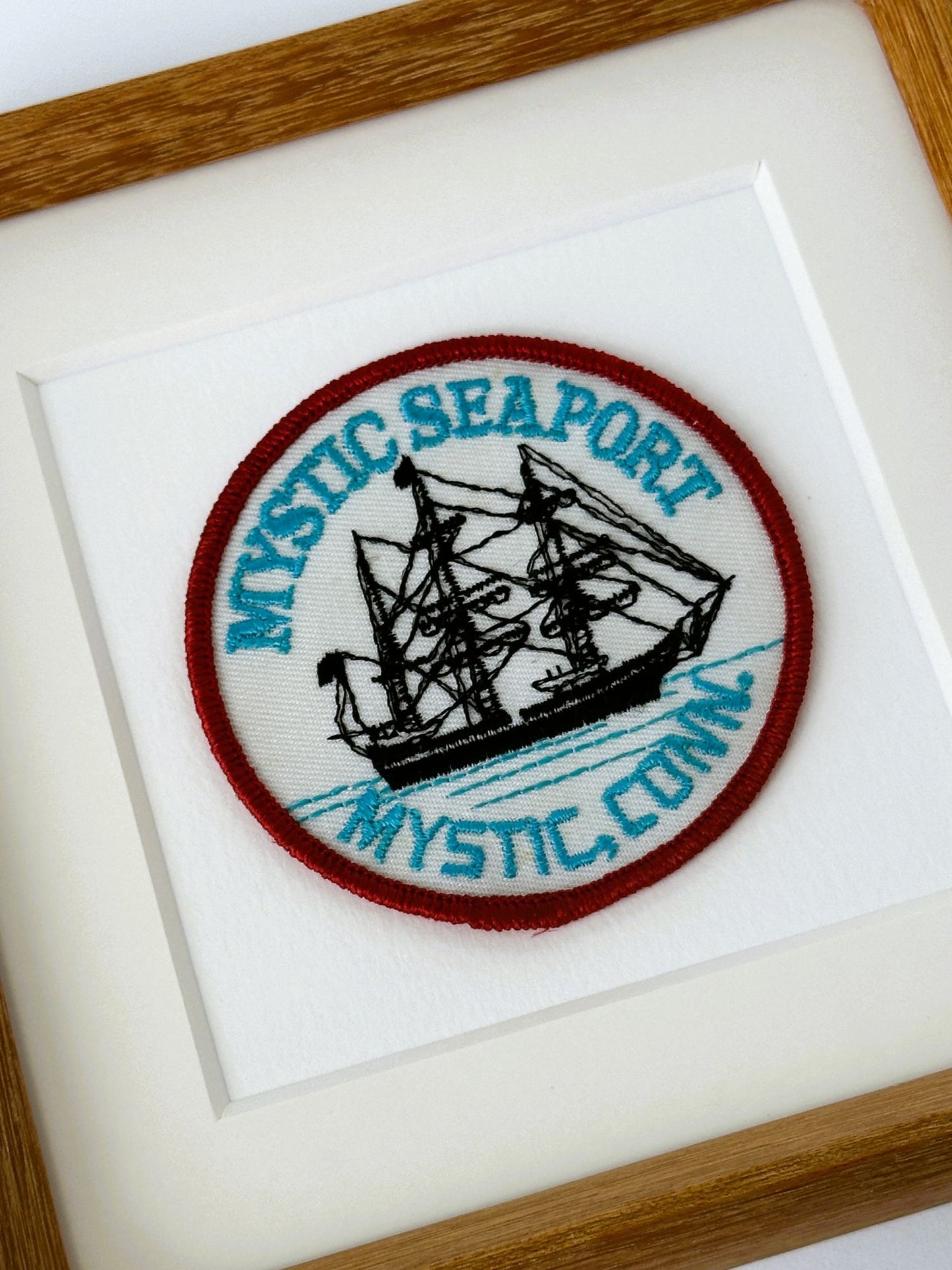 Connecticut Mystic Seaport Ship Framed Vintage Travel Patch