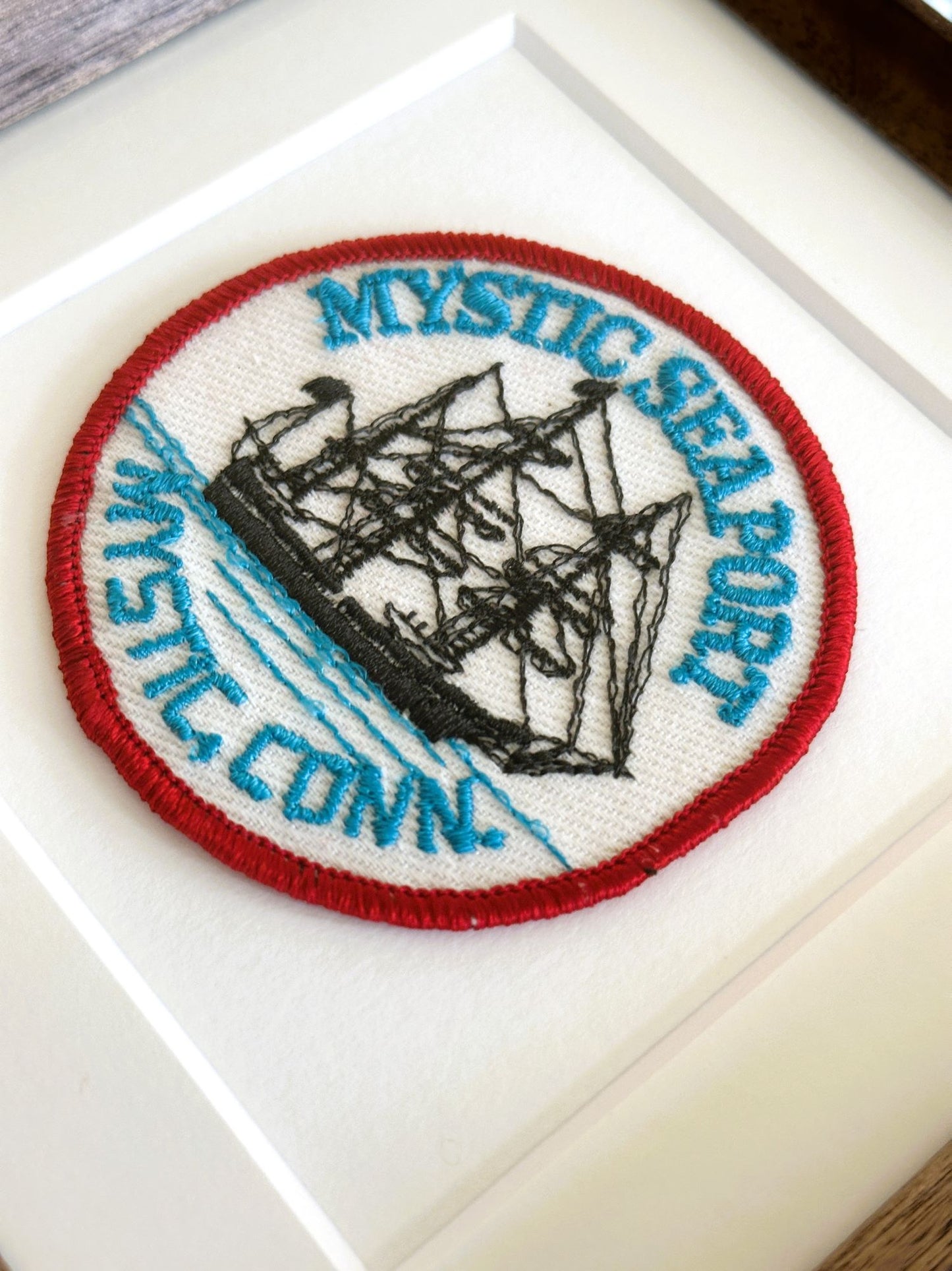 Connecticut Mystic Seaport Framed Vintage Travel Patch