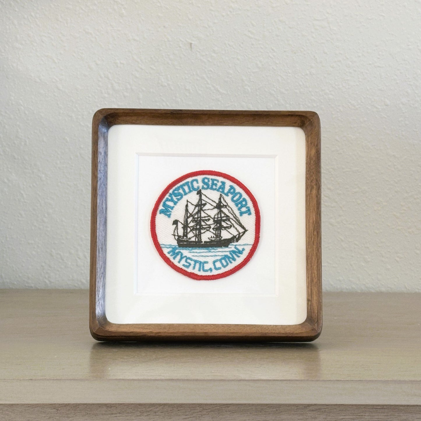 Connecticut Mystic Seaport Framed Vintage Travel Patch