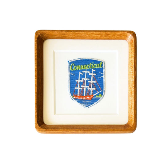 Connecticut Tall Ship Vintage Wood Framed Travel Patch