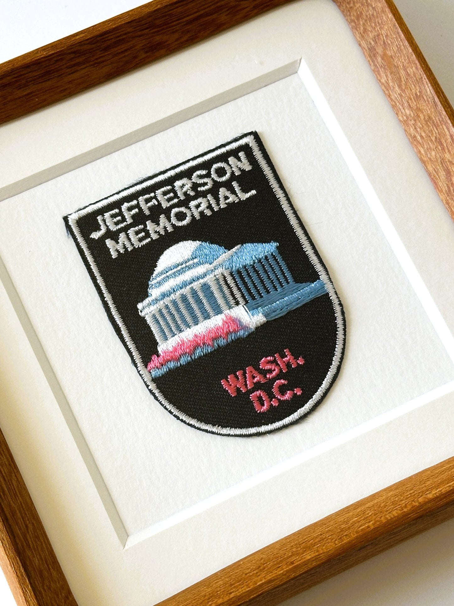 DC Washington Jefferson Memorial Vintage Framed Travel Patch
