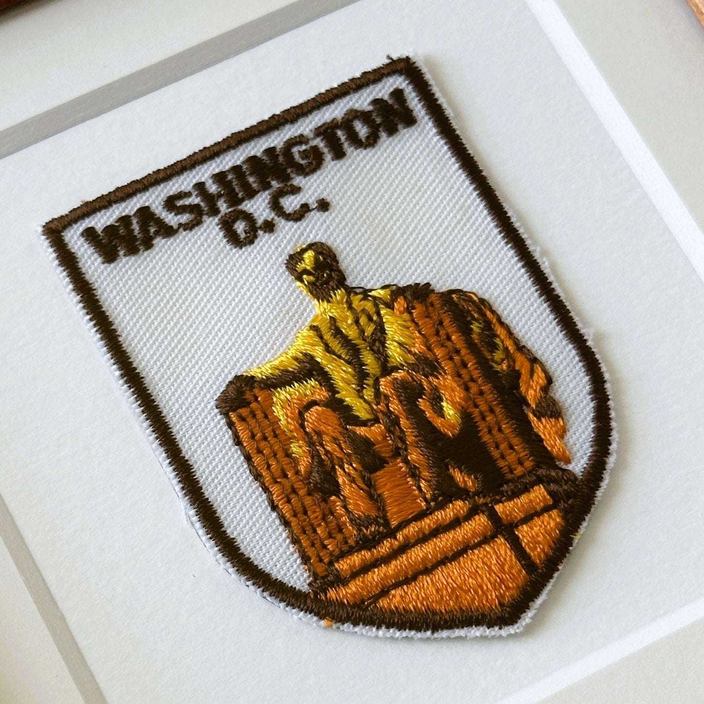 DC Washington Lincoln Memorial Vintage Framed Travel Patch