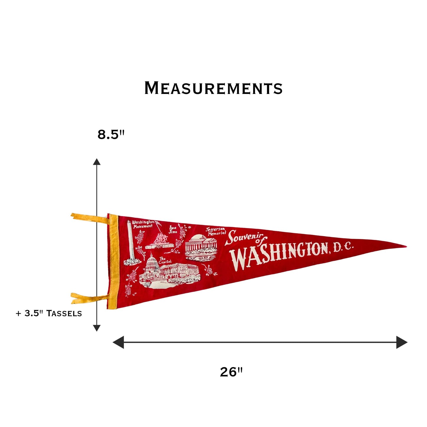 DC Washington Souvenir of Washington Large Red Vintage Pennant