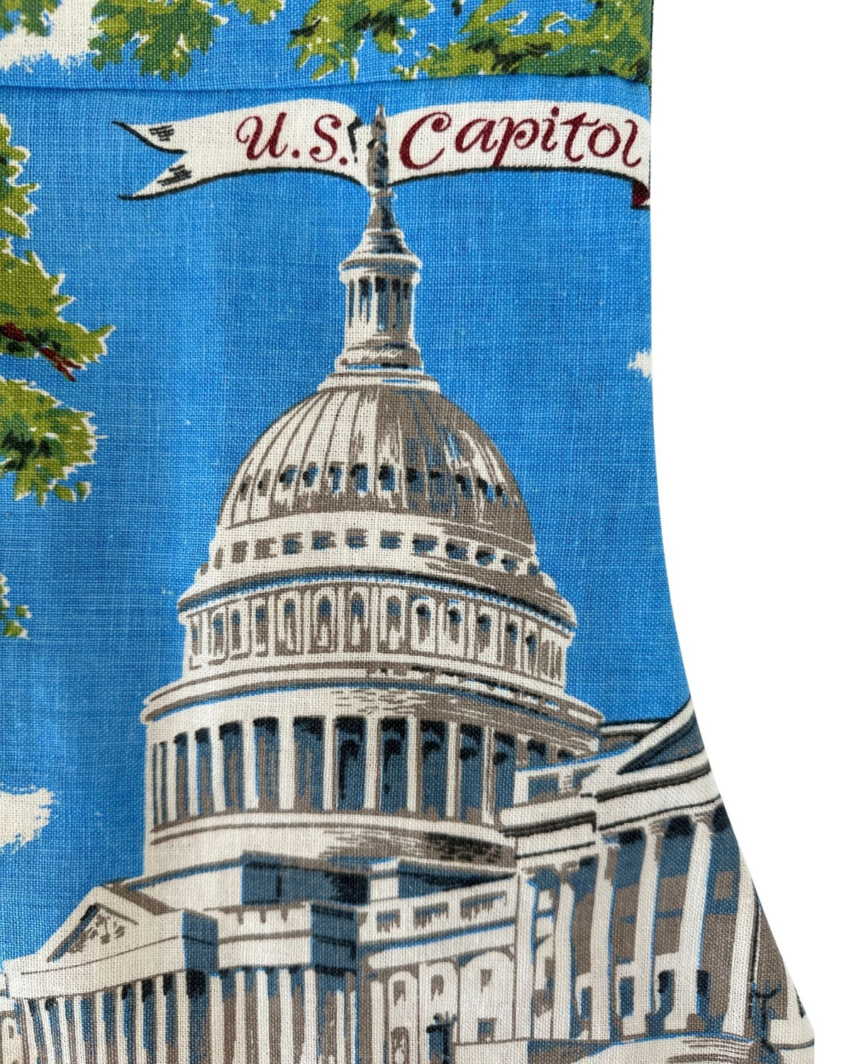 DC Washington US Capitol Vintage Hand Printed Linen on Freshly Sewn Stocking Holidays