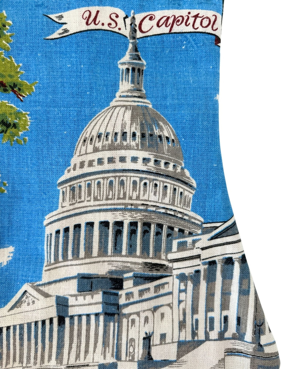 DC Washington US Capitol Vintage Hand Printed Linen on Freshly Sewn Stocking
