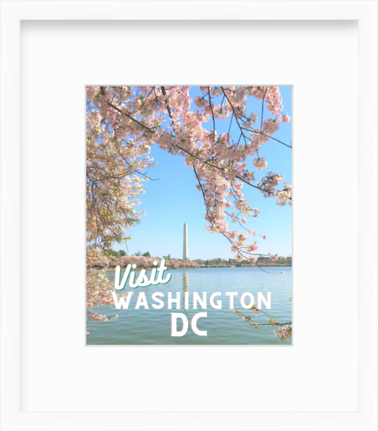 DC Cherry Blossoms Tidal Basin Washington Monument DC Giclee Travel Print