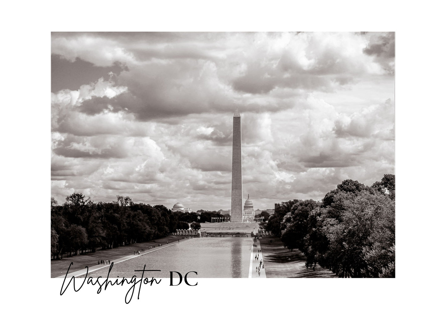 DC National Mall Lincoln Memorial Reflecting Pool Washington Monument DC Giclee Travel Print