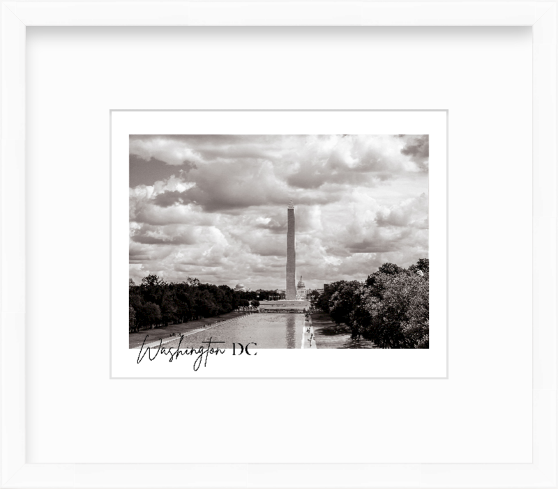 DC National Mall Lincoln Memorial Reflecting Pool Washington Monument DC Giclee Travel Print