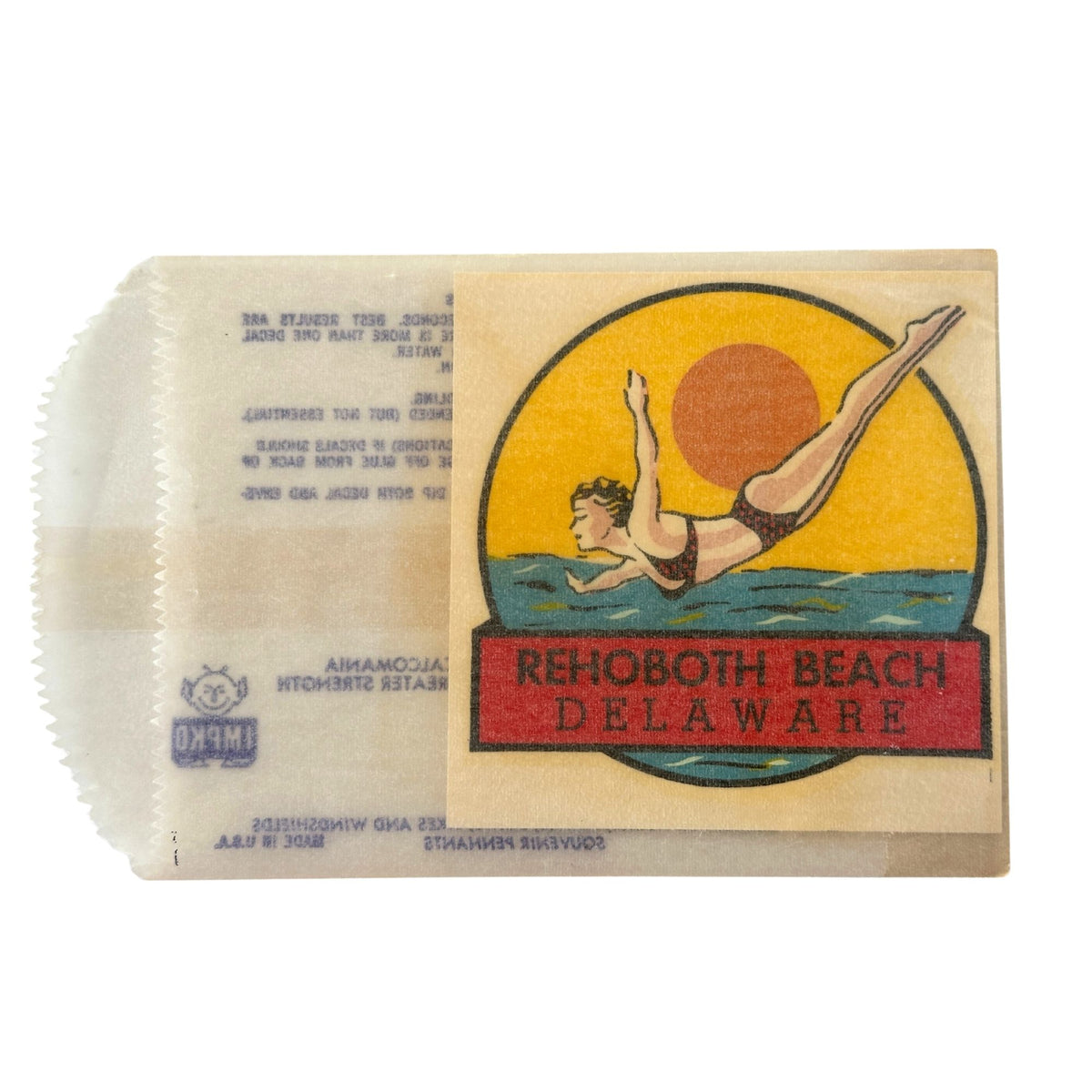 Delaware Rehoboth Beach Vintage 1960's Decal Sticker in Original Packaging