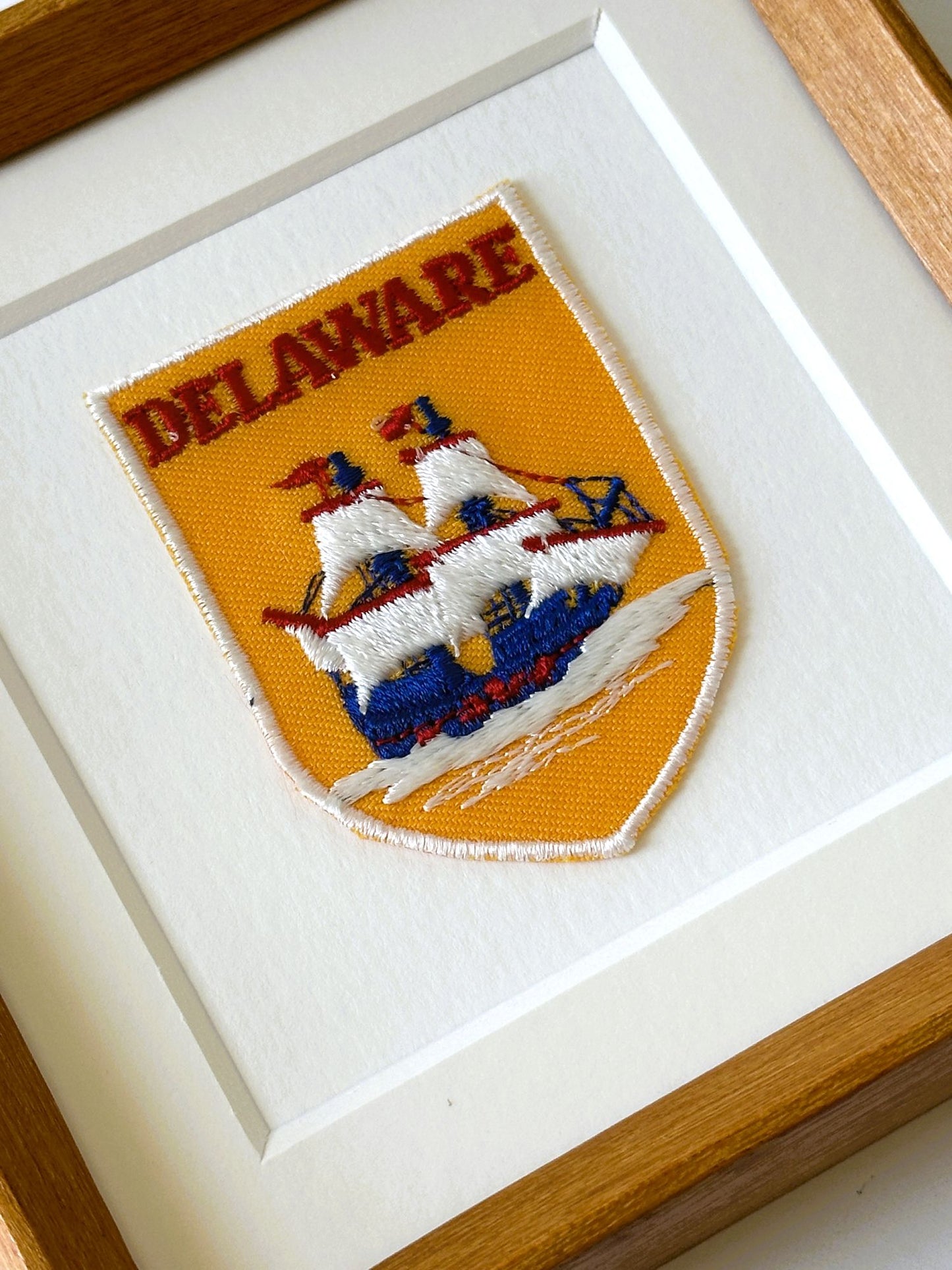 Delaware Tall Ship Vintage Framed Travel Patch