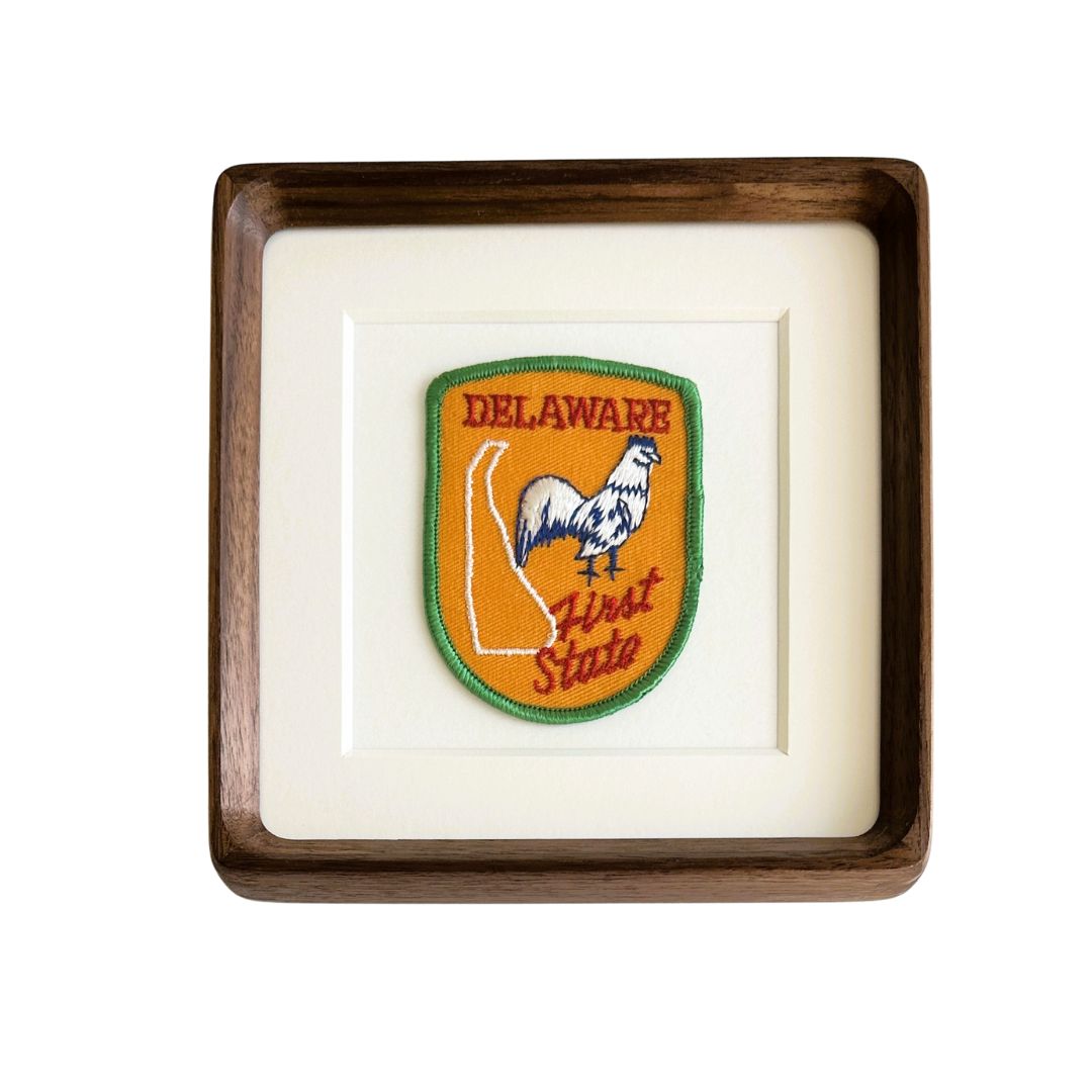 Delaware First State Rooster Vintage Framed Travel Patch